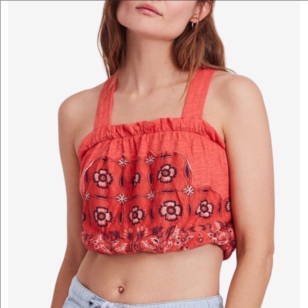 Free people‎ love life blouson crop top orange